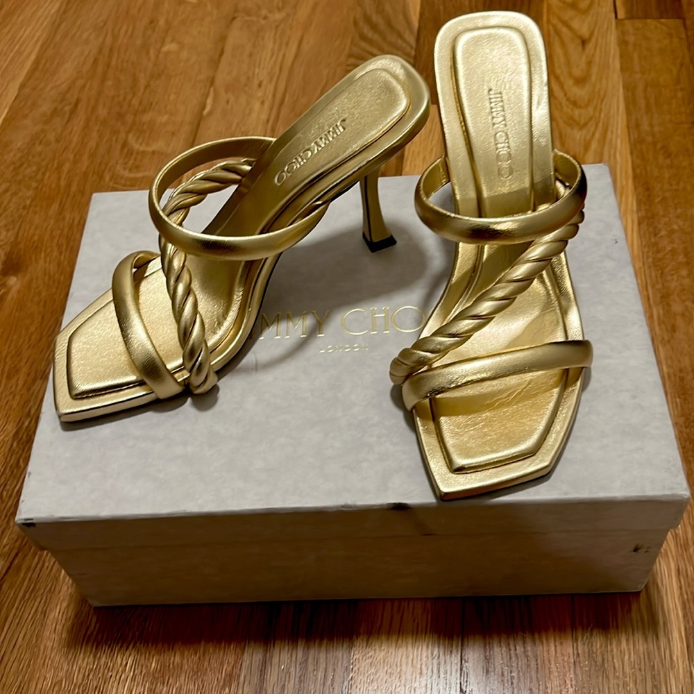 Jimmy Choo Diosa metalic gold mules